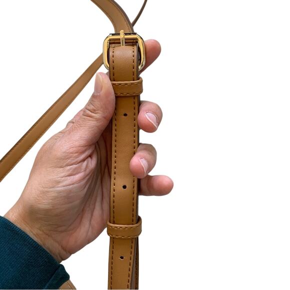 Light Tan Leather Crossbody Round Mini Bag - Picture 13 of 13